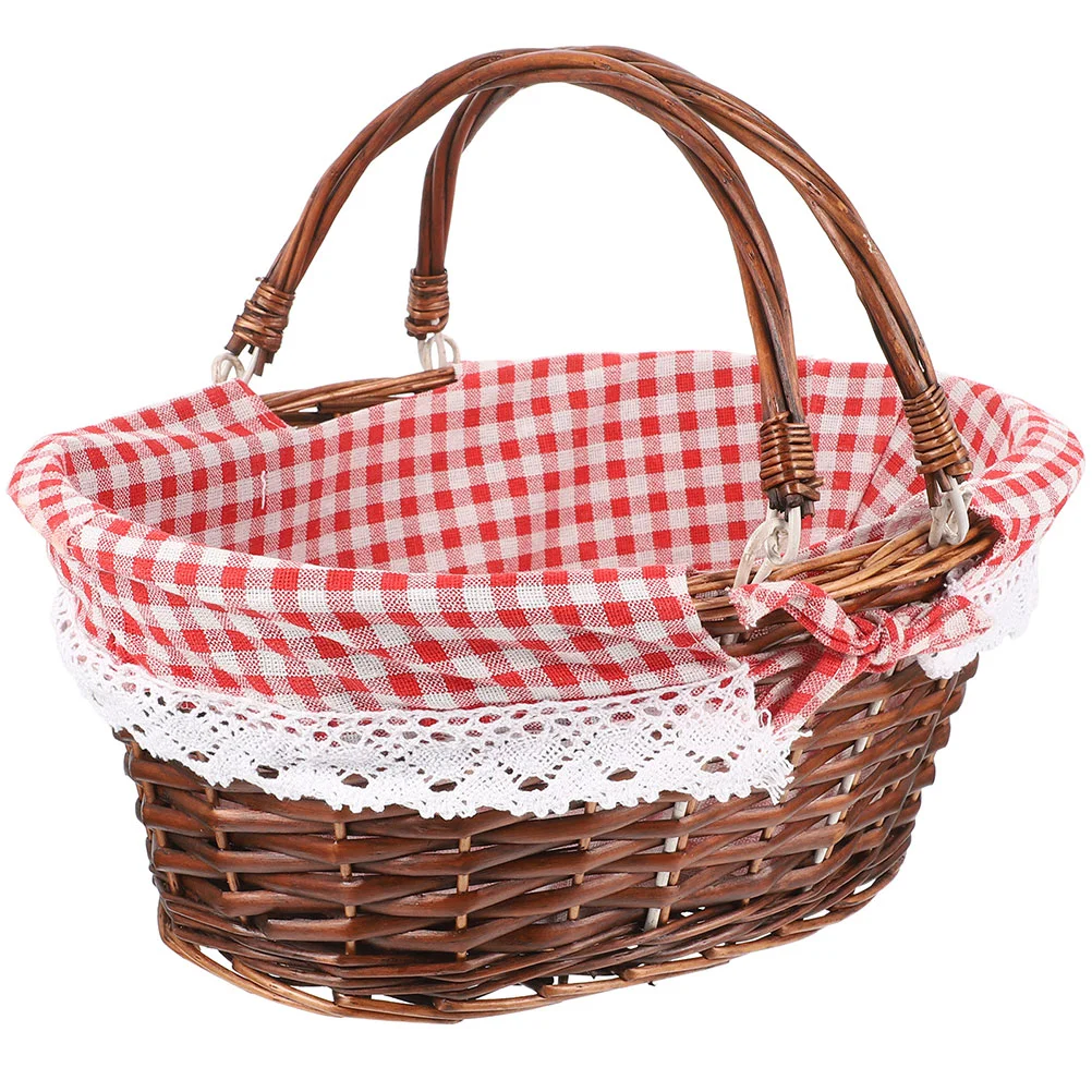 

Picnic Basket Flower Storage Bread Woven Food Fruits Snacks Serving Wicker Baskets for Gifts Dessert Shopping