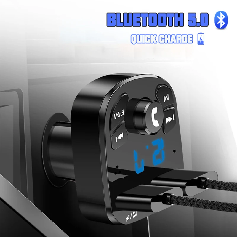 

Автомобильный FM-трансмиттер с поддержкой Bluetooth 5,0 и USB-портом