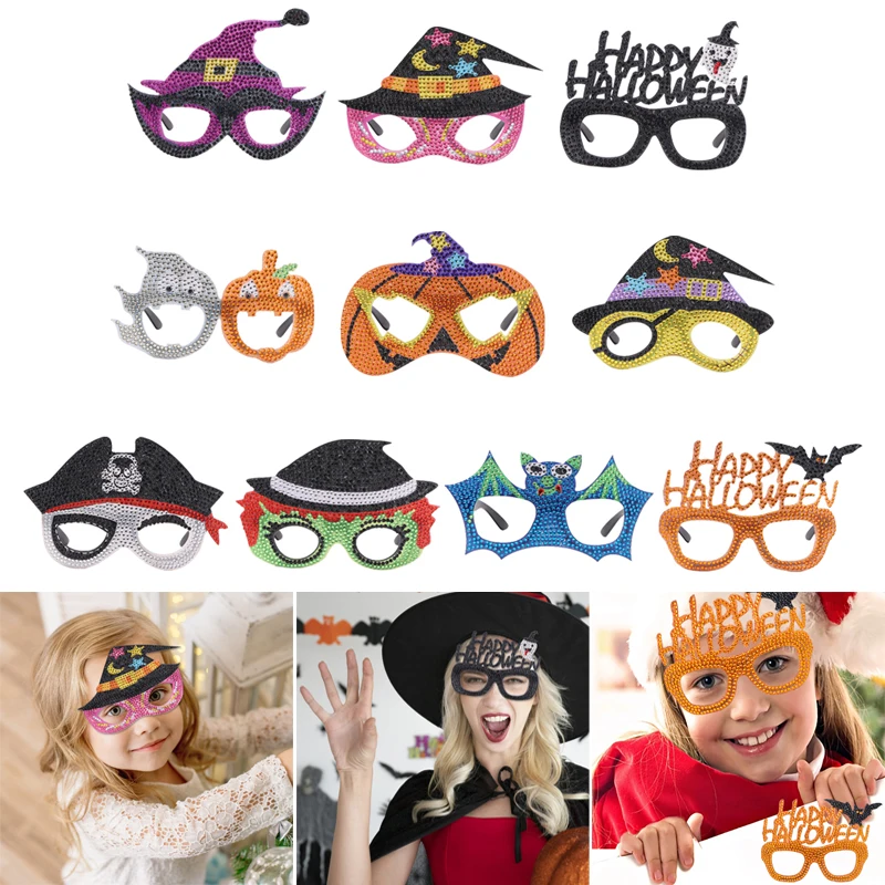 

5D DIY Halloween Diamond Painting Glasses Frame Diamond Embroidery Mosaic Glasses Art Rhinestone Crafts Festive Party Decor Gift