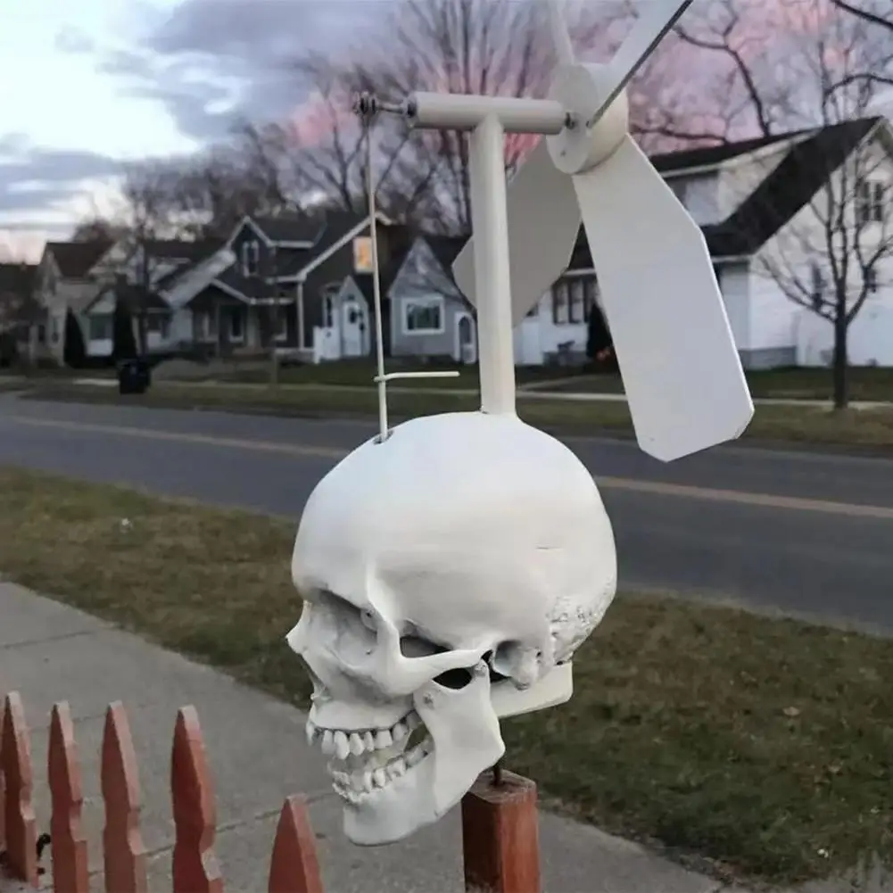 

Halloween Party Decoration Halloween Metal Skull Windmill Whirligig Garden Decor with Spooky Spinner Unique Yard for Halloween