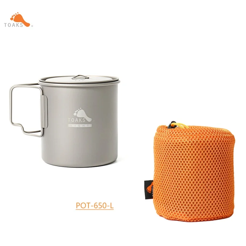 

TOAKS Titanium POT-650-L Camping Equipment Cup Category Ultralight Outdoor Mug with Lid and Foldable Handle Tableware...