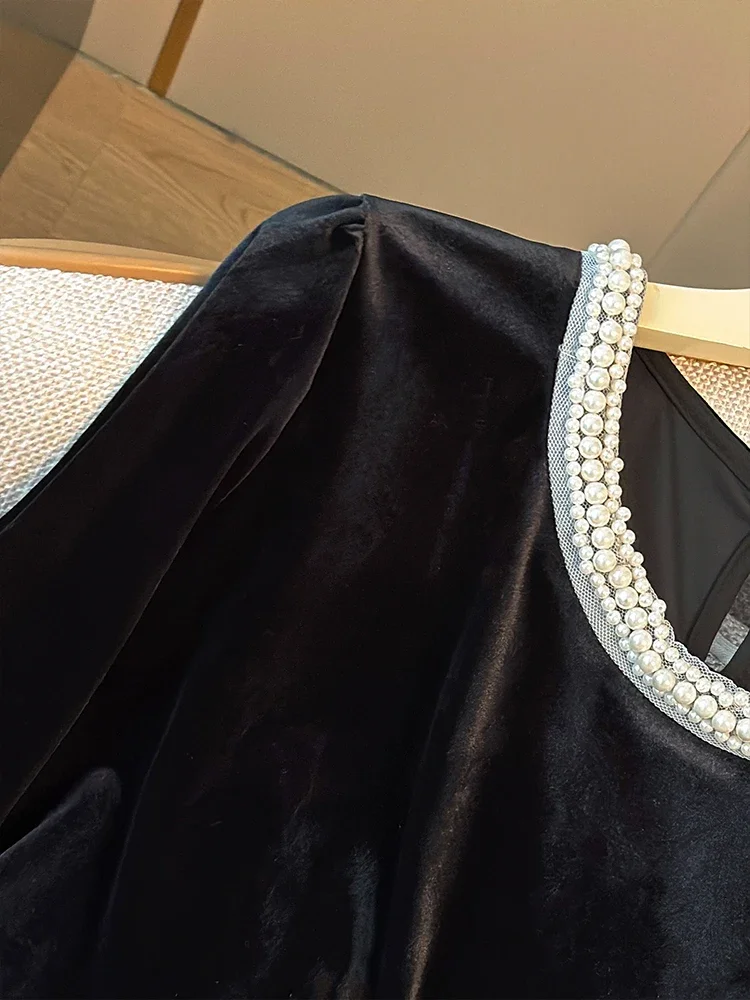 Бархатные блузки Matakawa с бисером милые женские рубашки контрастных цветов