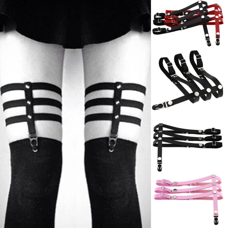 

Black Thigh Garter Body Chain Leather Garter Belt Leg Loops Thigh Rings Sexy