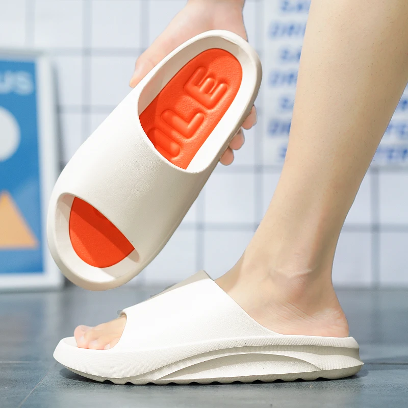 2022 New Slippers Flip Flops Solid Sandals Men Fashion Outside Thick Non-slip Sole Bathroom Home Thicker Comfortable  Slipper