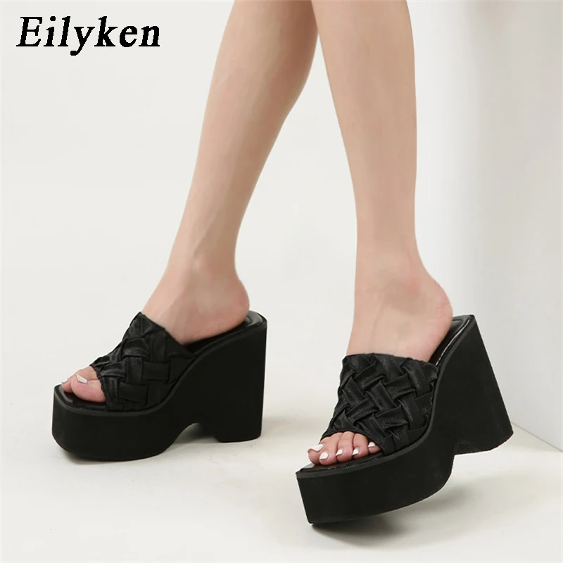 

Eilyken New Fashion Platform Women's Slippers 2023 Summer Open Toe Thick Bottom High Heels Slides Zapatos De Mujer