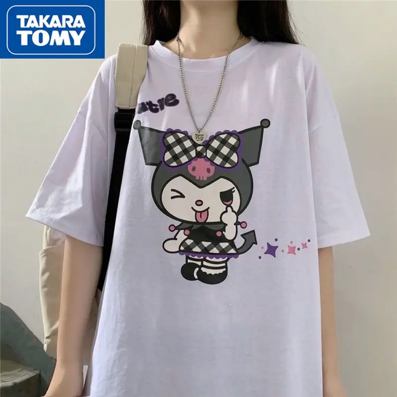 

TAKARA TOMY 2022 New Cartoon Hello Kitty Short-sleeved Student Loose and Comfortable Cotton Breathable Sweat-absorbing T-shirt