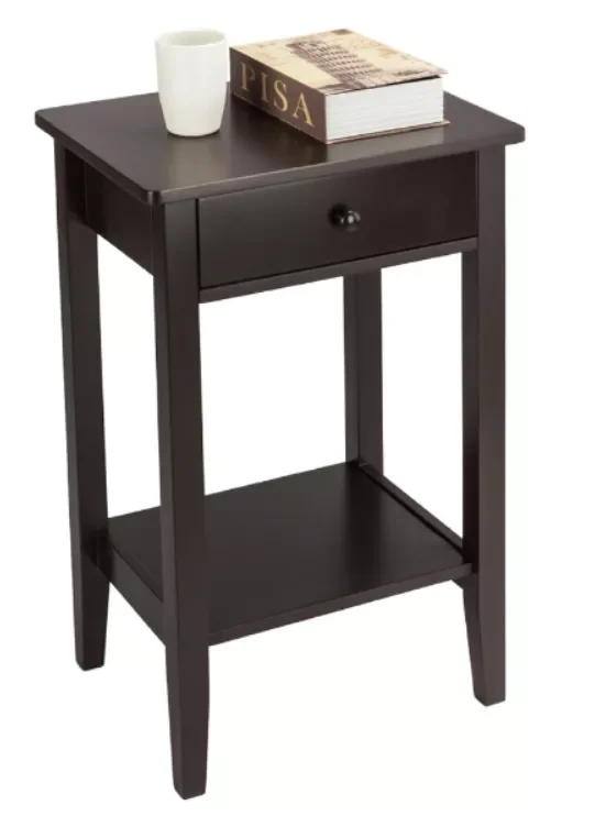 

Nightstand Side End Table Two-layer Bedside Table Coffee Table for Living Room and Bedroom with Drawer and Storage Shelf Coffee