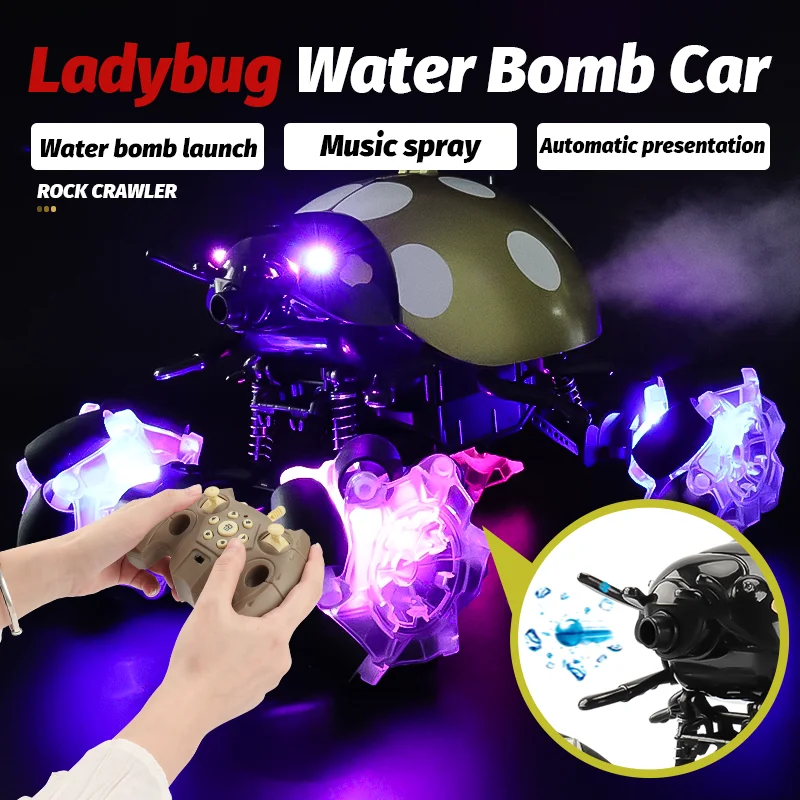

2.4G Ladybug Stunt Vehicle Remote Control Tank Water Bomb Vehicle Drift Spray Four-Wheel Drive Boy Gift