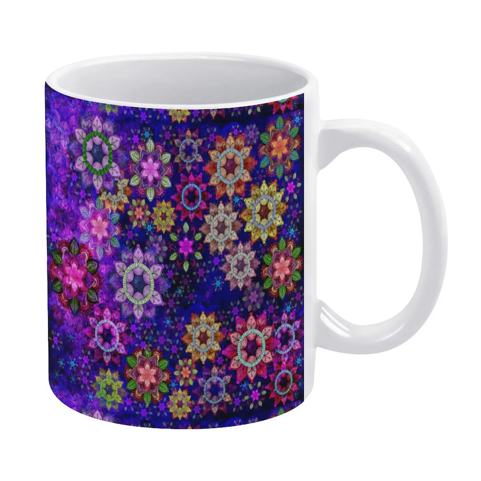 

Vibrant Hippie Print Mug Watercolor Mandalas Ceramic Cafe Mug Cheap Kawaii Cups
