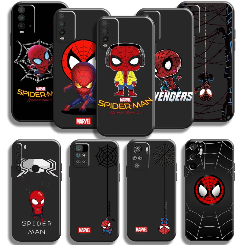 

Avengers Cute Spiderman Phone Case For Xiaomi Redmi 9T For Redmi 9T Case Black Coque Soft Liquid Silicon Silicone Cover Funda