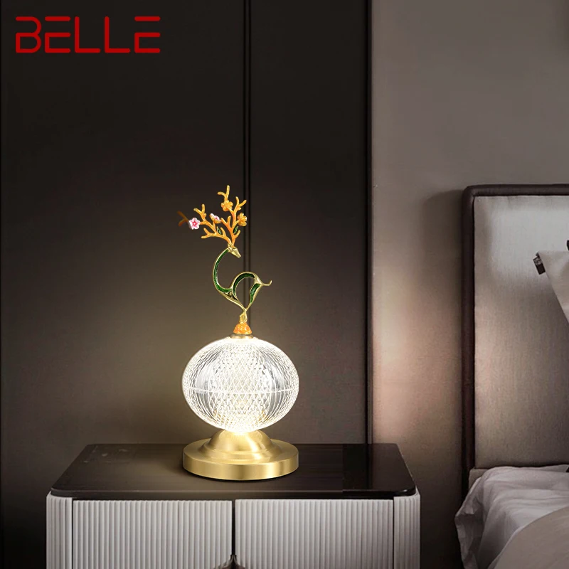 

TEMAR Modern Chinese Table Lamp Creative Simple LED Brass Desk Light For Home Decor Living Room Hotel Bedside