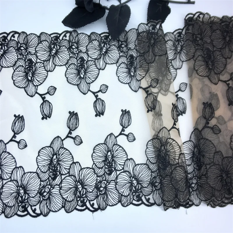 

Embroidery Nudy Net Lace Trim DIY Lingerie Accessories 21cm Skin Embroidered Mesh Lace Fabrics for Clothing Sewing Crafts