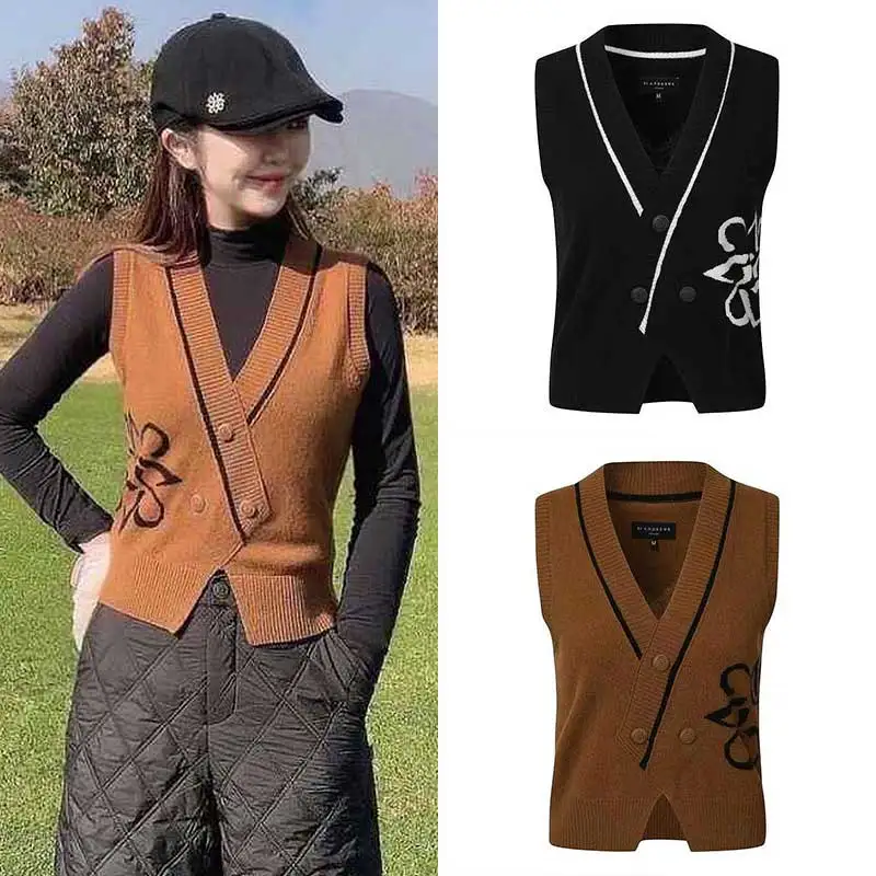 

Golf Clothing Women's New Spring Pure Wool Knitted Vest Fashion Casual Vest