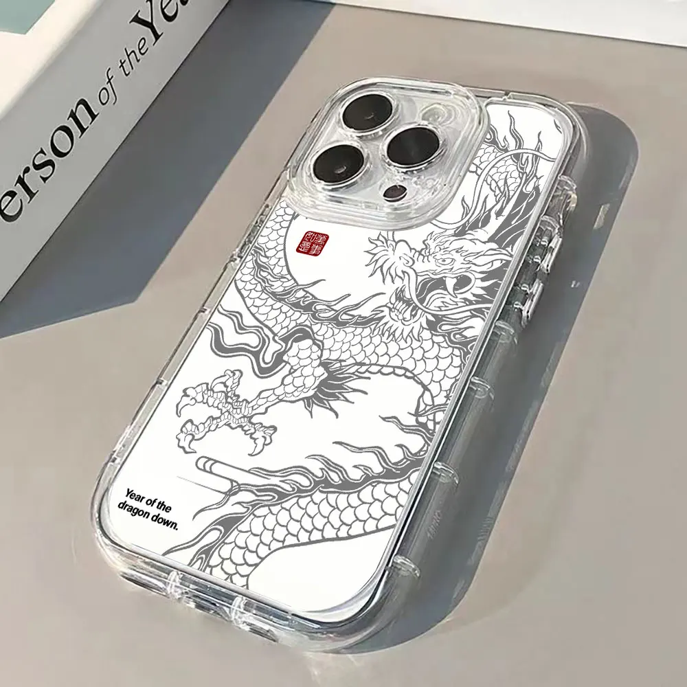 Фото Роскошный силиконовый противоударный чехол-зеркало «Дракон» для iPhone 17, 16, 15, 13, 12, 11, 14 Pro Max, X, XS, XR, 7, 8, 15, 16 Plus, 17 Air №1