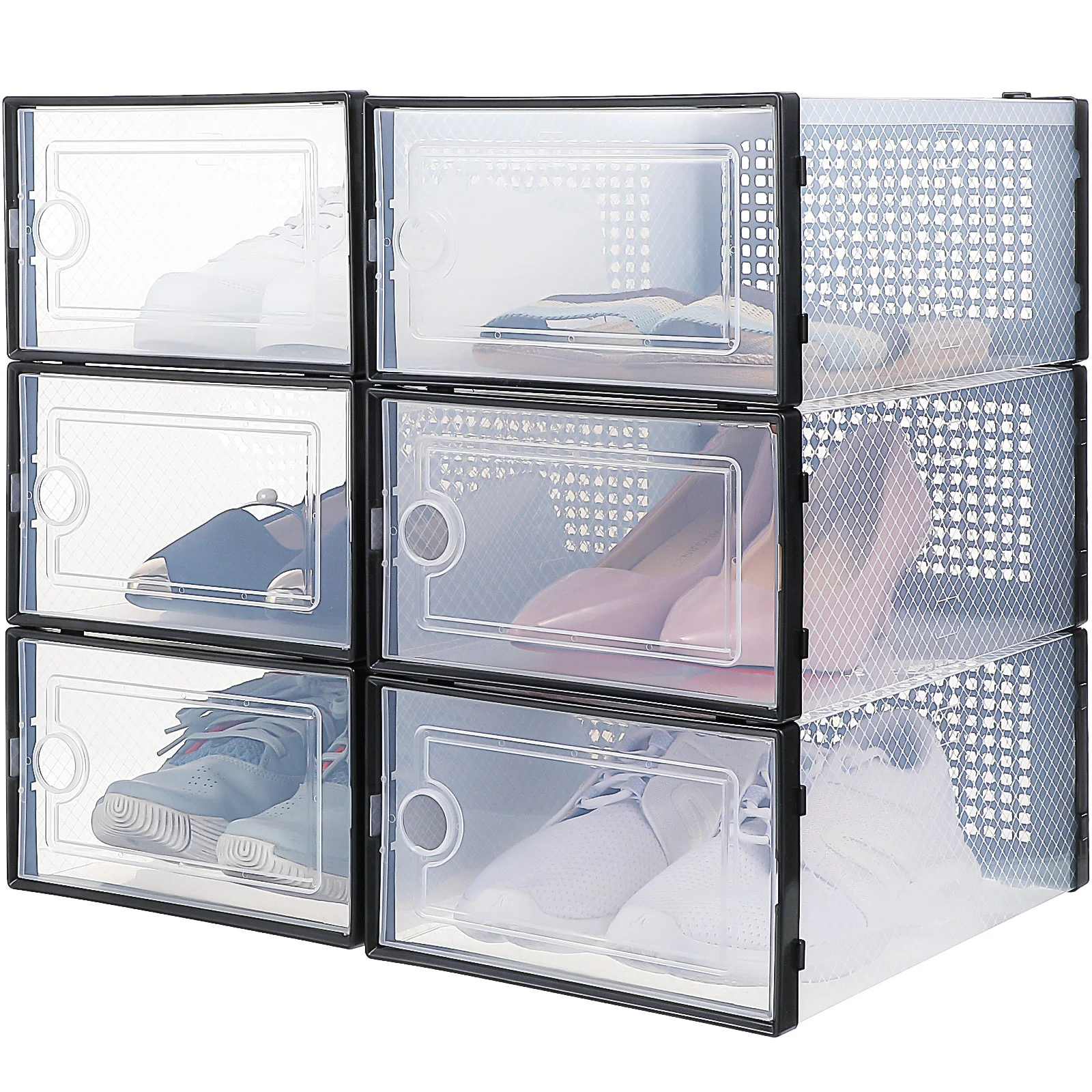 

6 Pcs Transparent Shoe Box Storage Bins Para Transparente Organizer Plastic Sneaker For Cabinets Clear Boxes