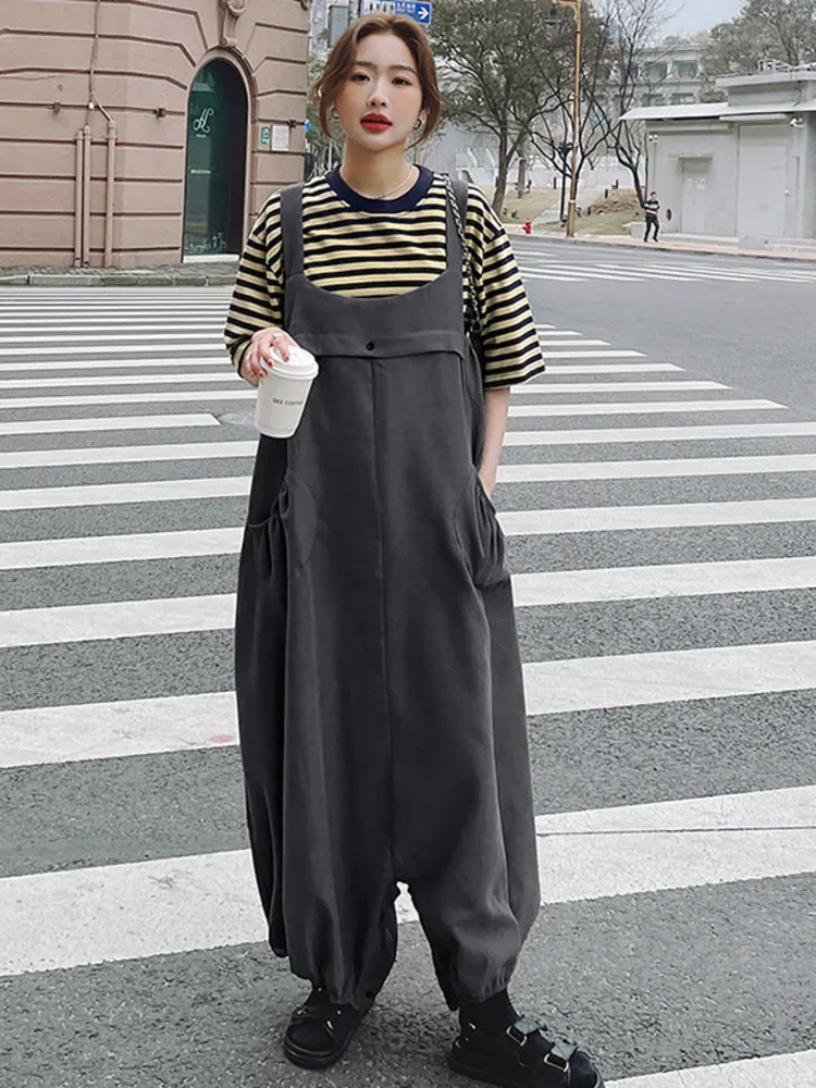 [EWQ] Модный милый и удобный Свободный комбинезон с широкими штанинами Женские