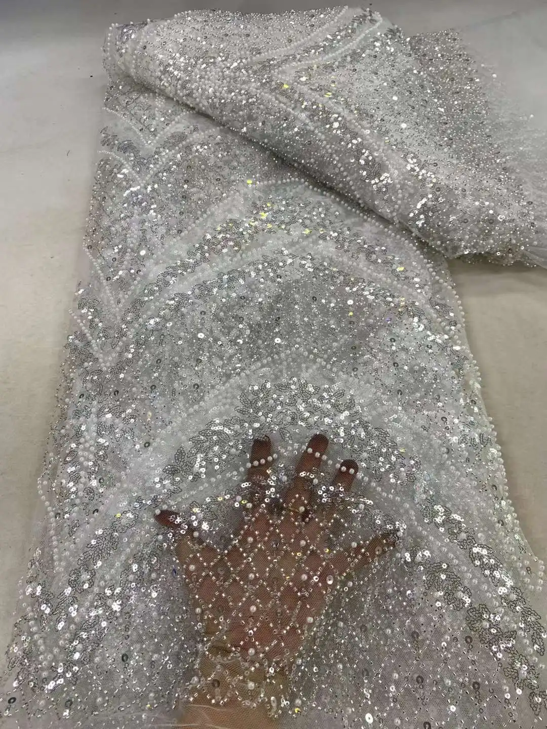 Африканские блестки бисер кружевная ткань для жениха Высококачественная