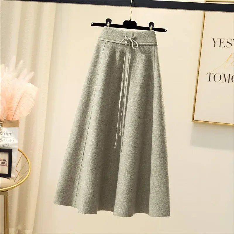 Модная осенне-зимняя женская однотонная шерстяная эластичная юбка с высокой