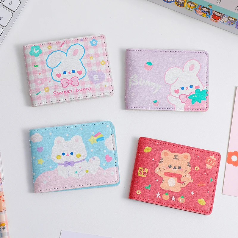 

Женский кожаный кошелек для карт Kawaii Cat, держатель для карт с милым Кроликом, защитный чехол для кредитных карт для водительского удостовере...