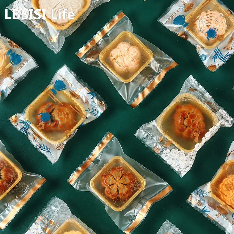 

LBSISI Life 100pcs Mid-Autumn Festival Mooncake Bag For Pastry Cake Baking Egg Yolk Crisp Packaging Tray Gift Pouch 2022
