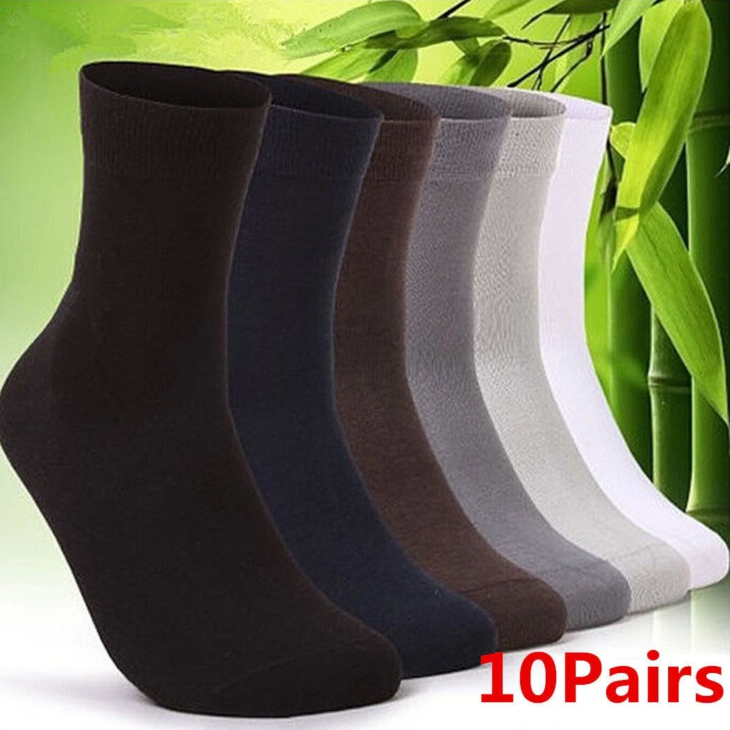 10pairs/lot Bamboo Fiber Men's Socks Summer Thin Stripe Long Socks Men Silk Socks Business Socks No Heel Calcetines Hombre