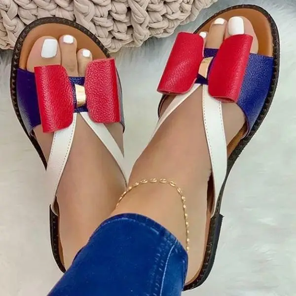 

2022 Summer Women Slippers Cute Butterfly-Knot Casual Sandals Lady Slides Flats Plus Size Women Shoes for Women Chaussure Femme