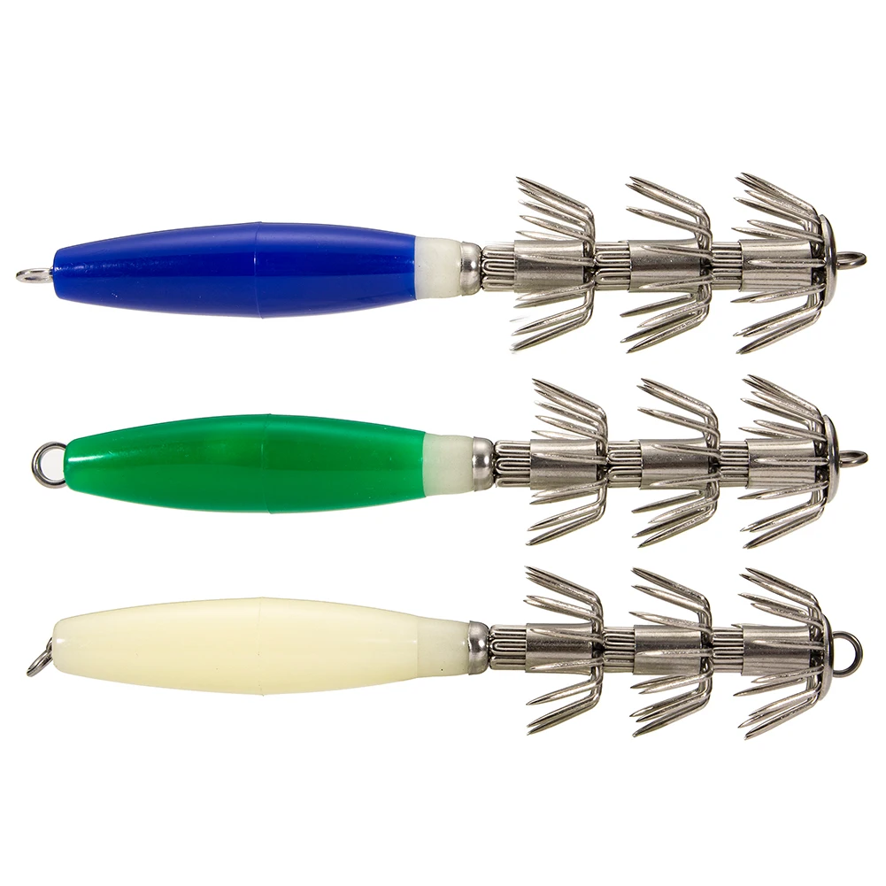 

Shrimp Fishing Hook Luminous Hard Bait Squid Jig Hook Sea Fishing Lure Octopus Wood Shrimp Squid Rig Fishhook Fishing Tackle