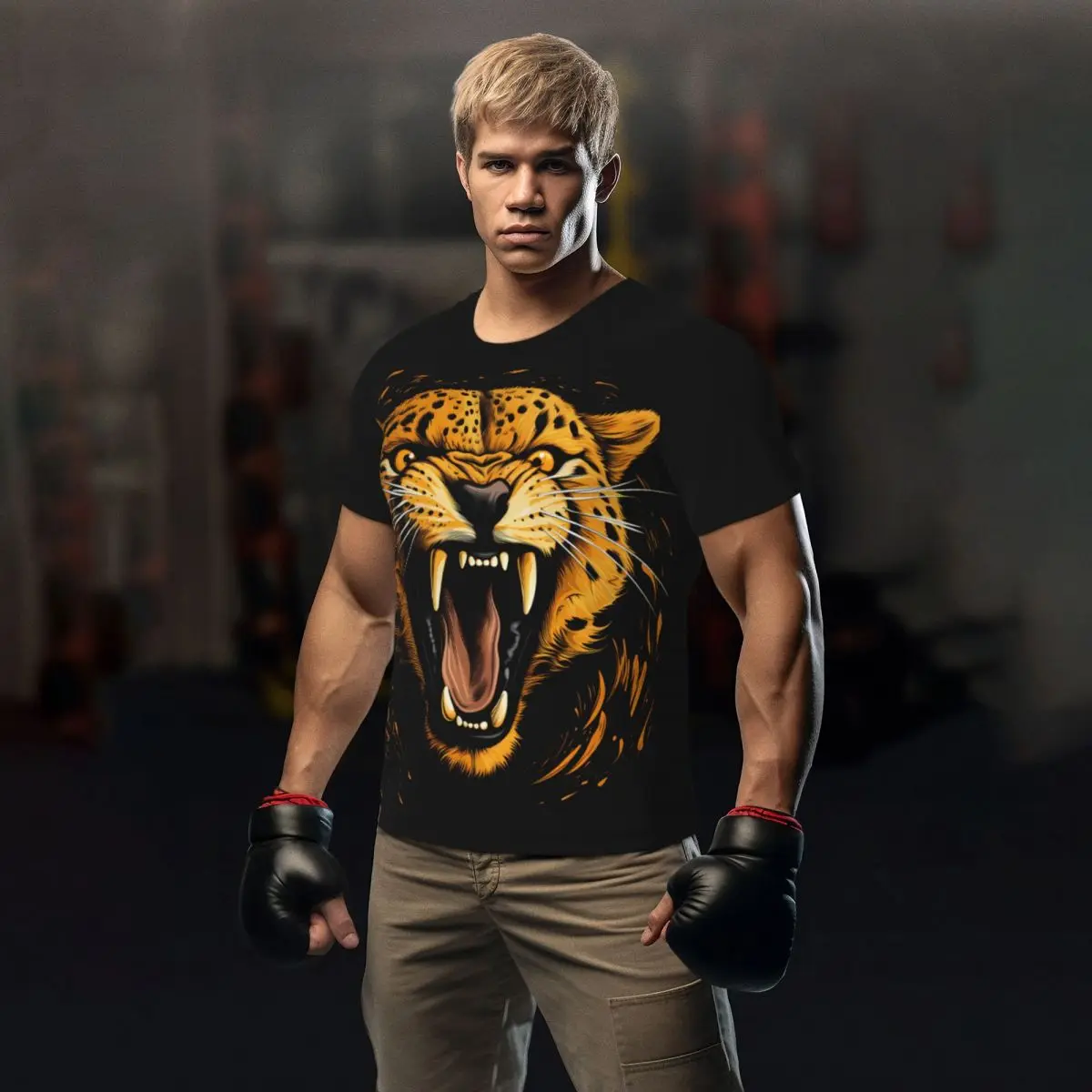 

Футболка мужская с принтом гневых животных, гимнастическая одежда, большой размер 2XL 3XL, лето