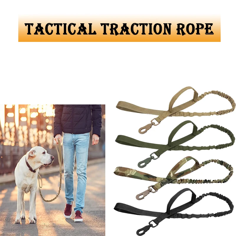 

Tactical Dog Leash Outdoor Pet Leash Large Dog Retractable Explosion-proof Dog Leash Bungee Rope K9 1PC