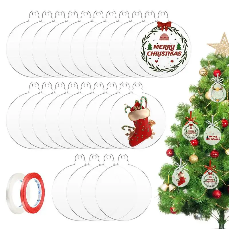 

Прозрачные Акриловые заготовки для украшения «сделай сам», заготовки для круглых дисков, тонкие и блестящие декоративные принадлежности для рождественской елки, гостиной