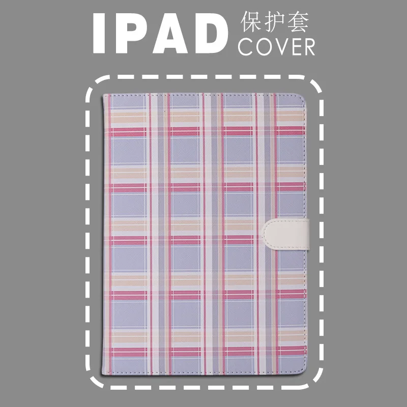 

Розовый фиолетовый Клетчатый Кожаный флип-чехол с подставкой для IPad Mini 123456 Air 1234 9,7 2017 2018 Pro 11 10,5 10,2 противоударный чехол