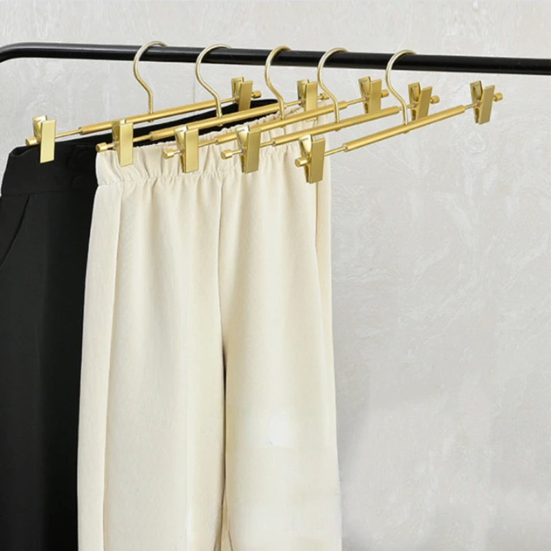 

5/10 Pack Aluminum Pants Hangers,Trousers Racks with Two Adjustable Non Slip Clips Swivel Hook,Wardrobe Storage Clothing Rack
