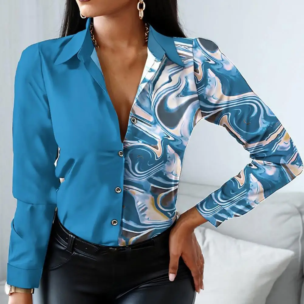 

Женская Офисная рубашка, леопардовая однобортная блузка с лацканами для весны и осени, Офисная уличная одежда