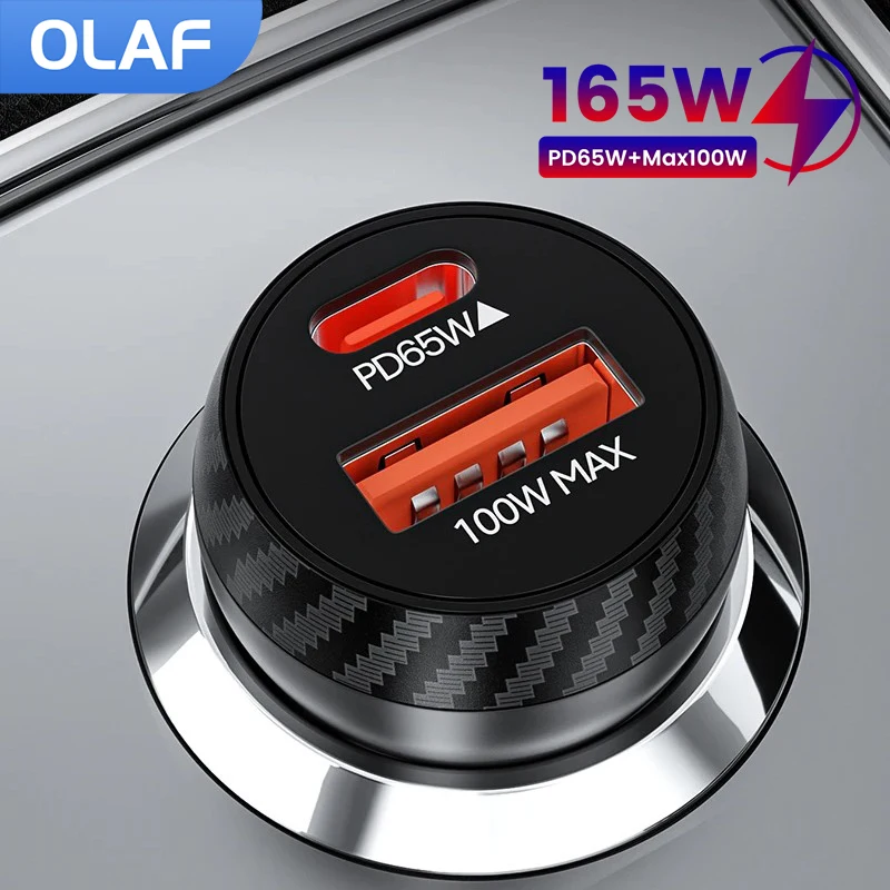 Автомобильное зарядное устройство USB Type C 165 Вт быстрая зарядка QC3.0 PD65W