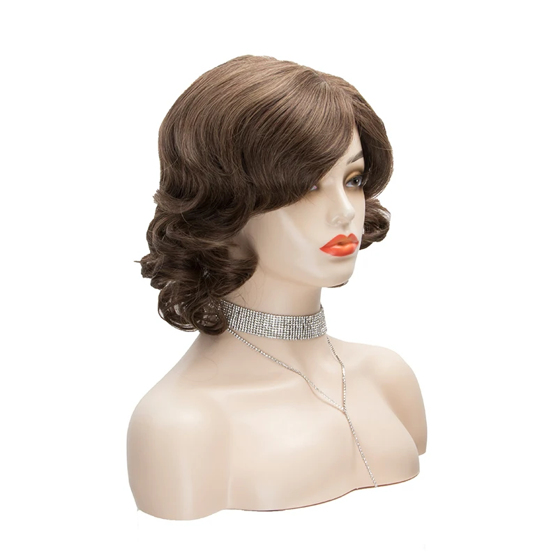 Women's Wig Black Brown Hair BFluffy Short Straight Layered Hair For White Women Synthetic Full Wigs Cosplay Wigs BY150