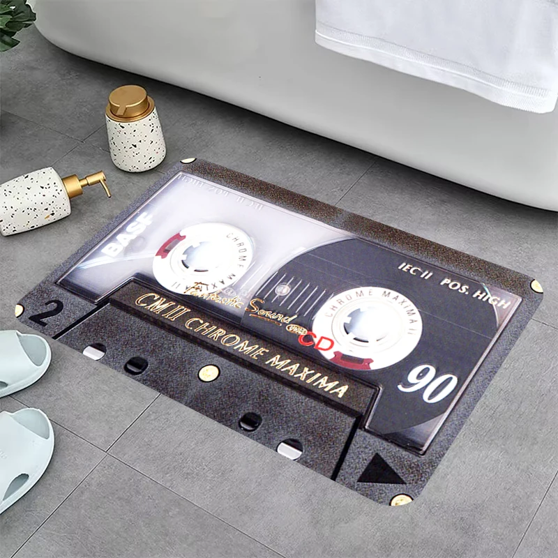 

Retro Cassette Music Tape Carpet Mat Foot Doormats Kitchen Decoration Room Bath Bedside Hallway Welcome Rugs Entrance Doormat