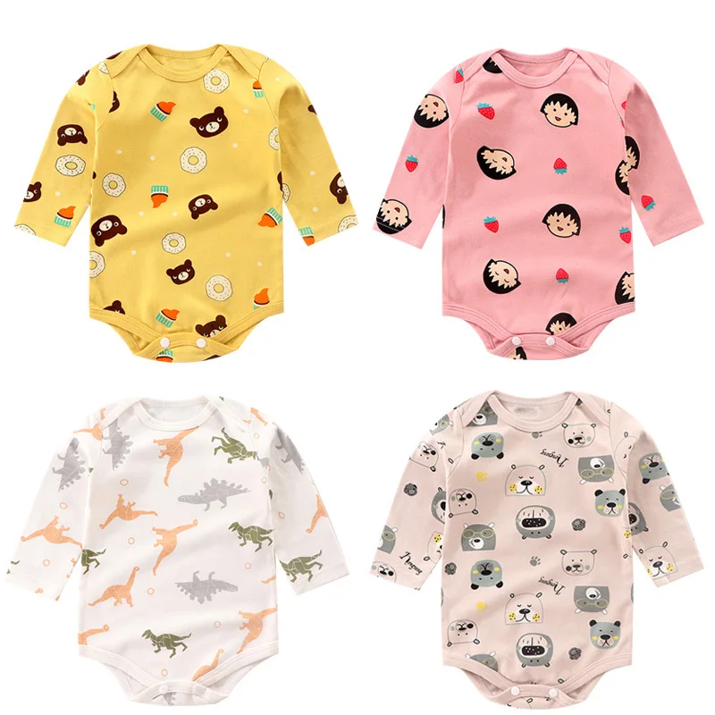 

2022 baby jumpsuit spring and autumn new rompers long-sleeved romper cartoon cotton newborn clothes