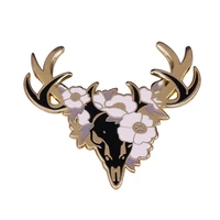 flowers and deer skulls fashionable creative cartoon brooch lovely enamel badge clothing accessories