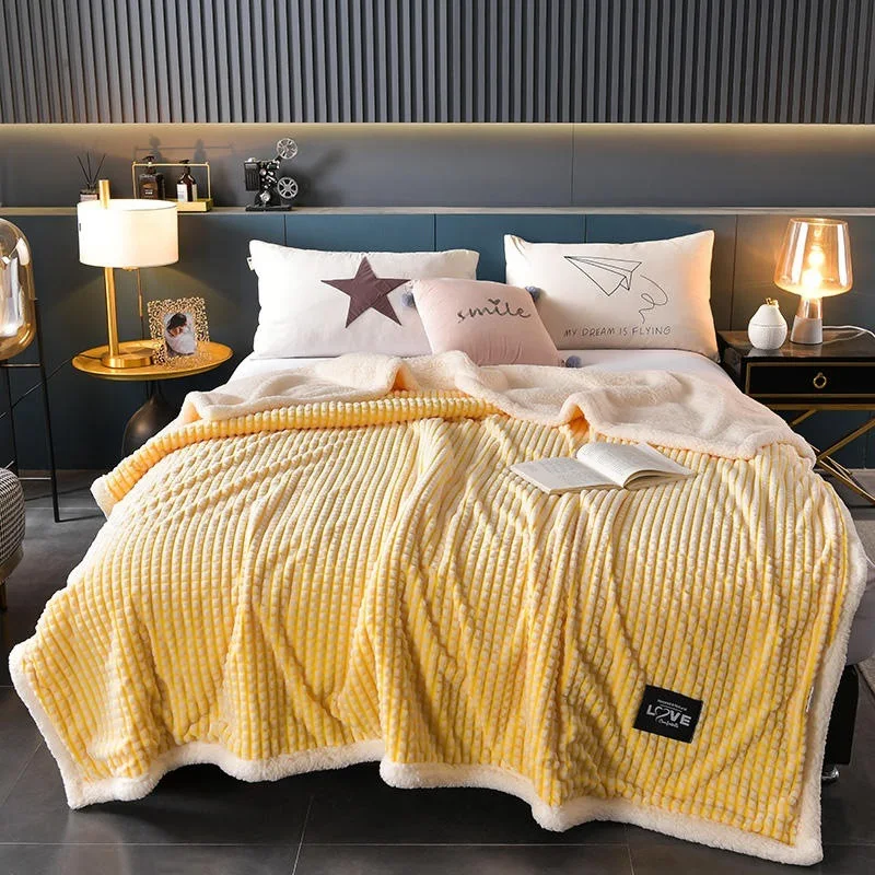 

Thick Winter Warm Milk Velvet Blanket Warm Quilt Bed Soft Comfortable Modern Sofa Office Sleep Throw Fleece Blanket Bedspread