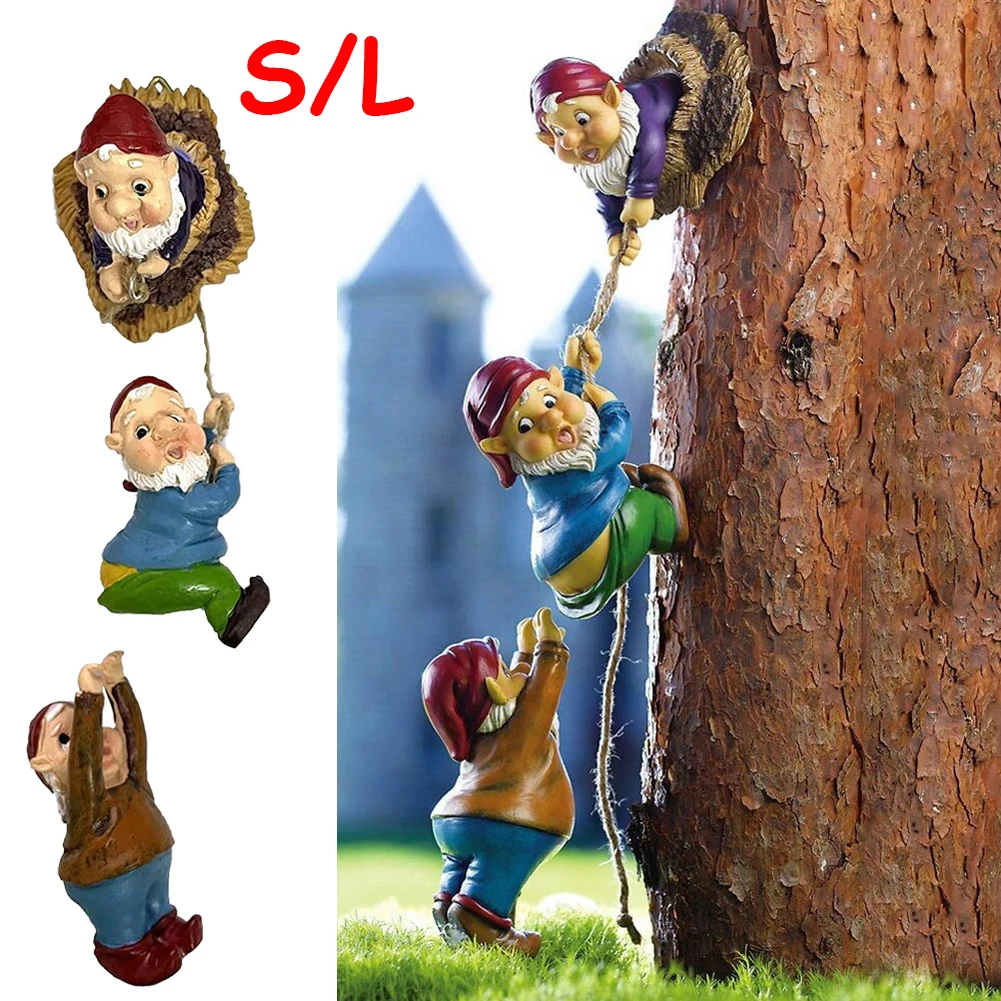

Dwarf Climbing Gnome Figurines Courtyard Landscape Decoration Sculpture Resin Art Statues Gift Courtyard Mini Garden Accessories