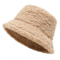 lamb faux fur bucket hat winter warm velvet hats for women lady thicken bob panama outdoor fisherman hats caps girls