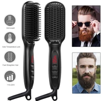 lcd hair straightener beard straightener hot comb electric ionic straighten hair styles hair brush anti static ceramic iron