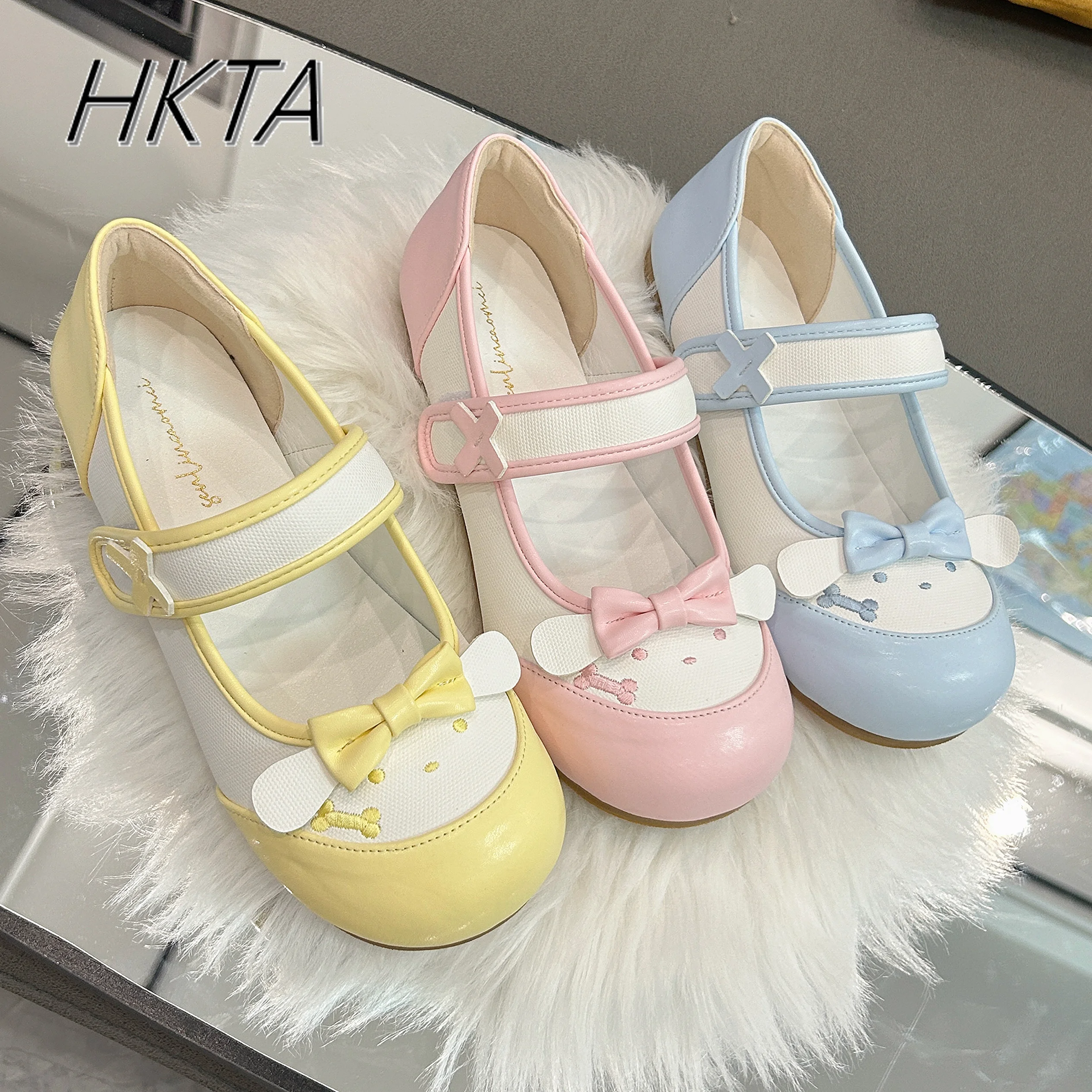 Японские туфли Мэри Джейн на липучке с милым бантом и рисунком весна-лето 2021