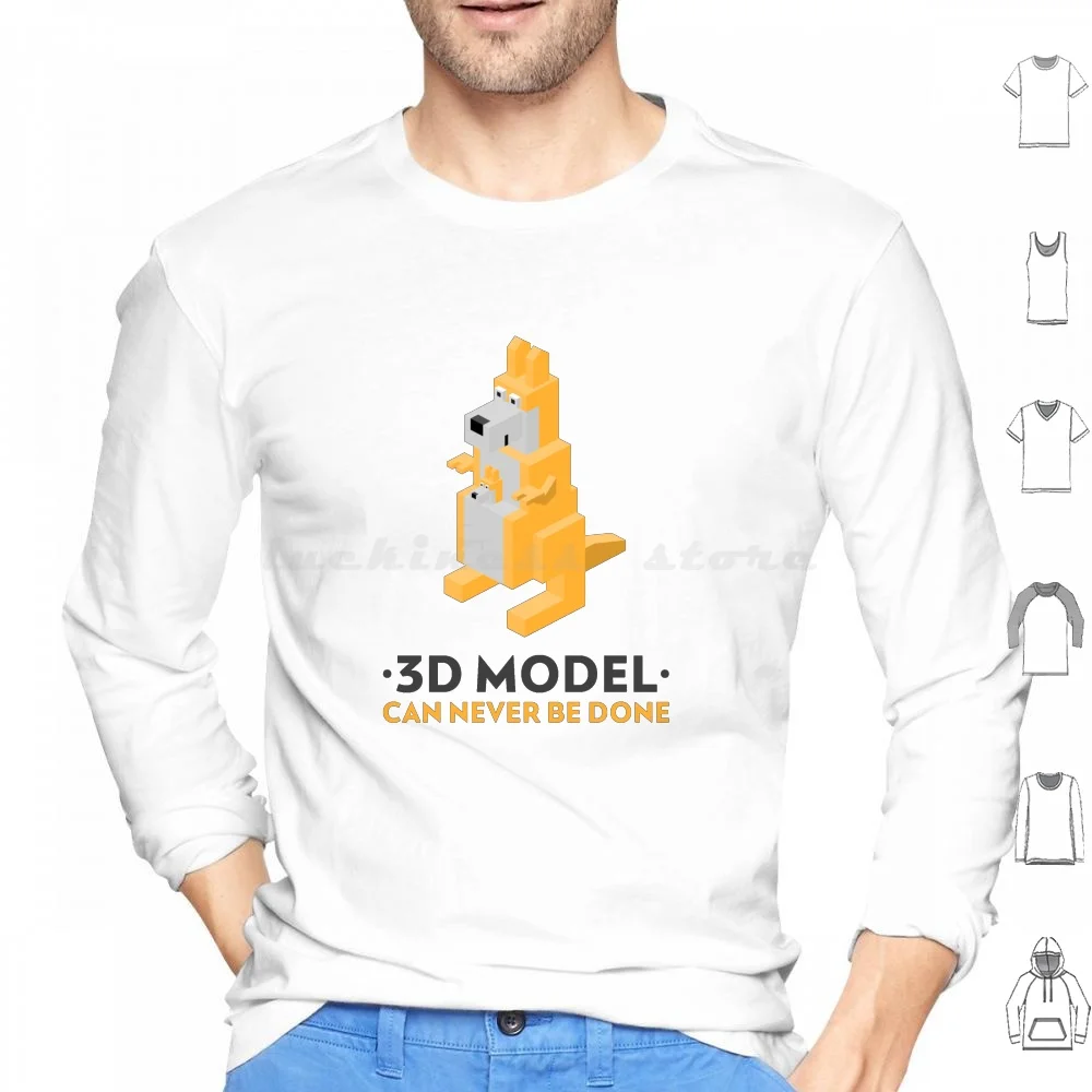 3d Model , Can Never Be Done Hoodie cotton Long Sleeve 3d Modeling Modeling Animation Blender Software 3d Model 3d