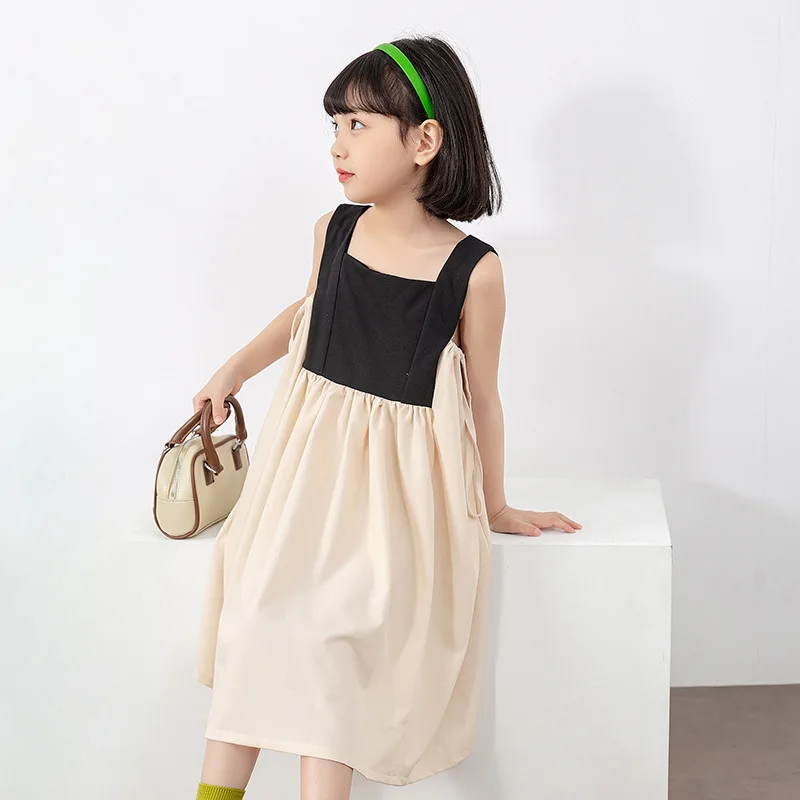 

Children Girls Slip Dress Patchwork Girl Summer Suspender Skirt 4-12 Years