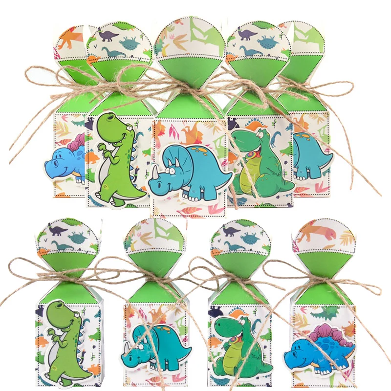 

12pcs Dinosaur Candy Gift Box Treat Dinosaurio Paper Boxes Dino Theme Kids Birthday Party Decorations Packaging Box Baby Shower
