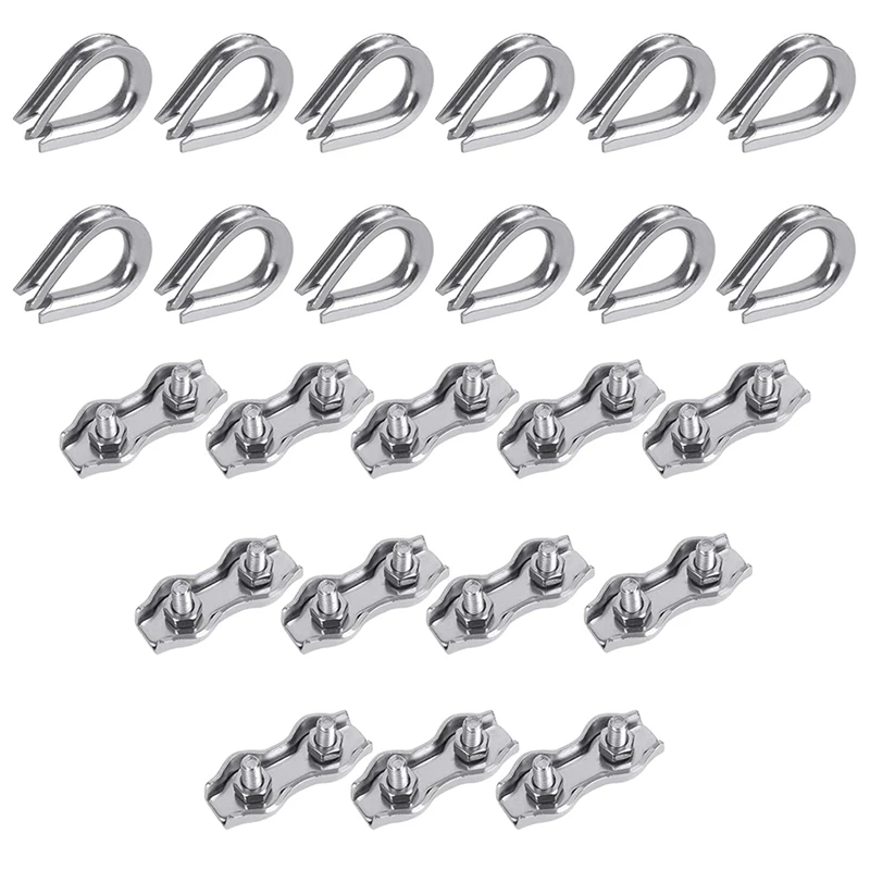 24Pcs Wire Rope Clamp 3Mm, Wire Rope Clamp Rope Clip, Cable Marine Duplex Clip For Clothesline Awning Attachment