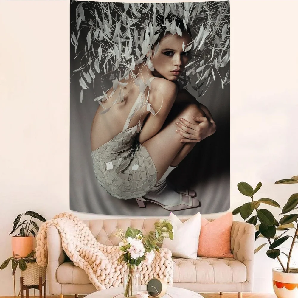 Jenna Ortega Printed Large Wall Tapestry Indian Buddha Decoration Witchcraft Bohemian Hippie Decor Blanket