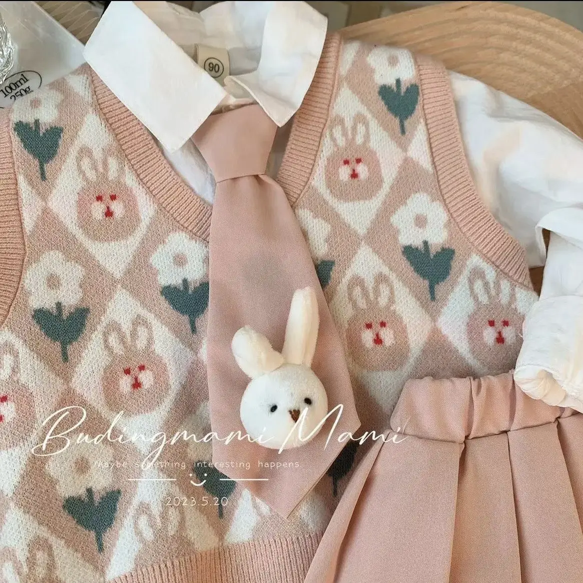 Униформа Jk для девочек весенняя одежда костюм новинка весны 2023 детский вязаный