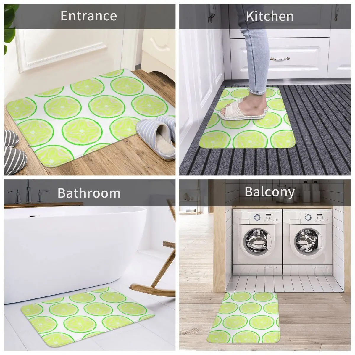 

Lime Love Bath Mat Decor 3D Rug Carpet Doormat Non-slip Entrance Living Room Home Kitchen Bedroom Washable Dancing